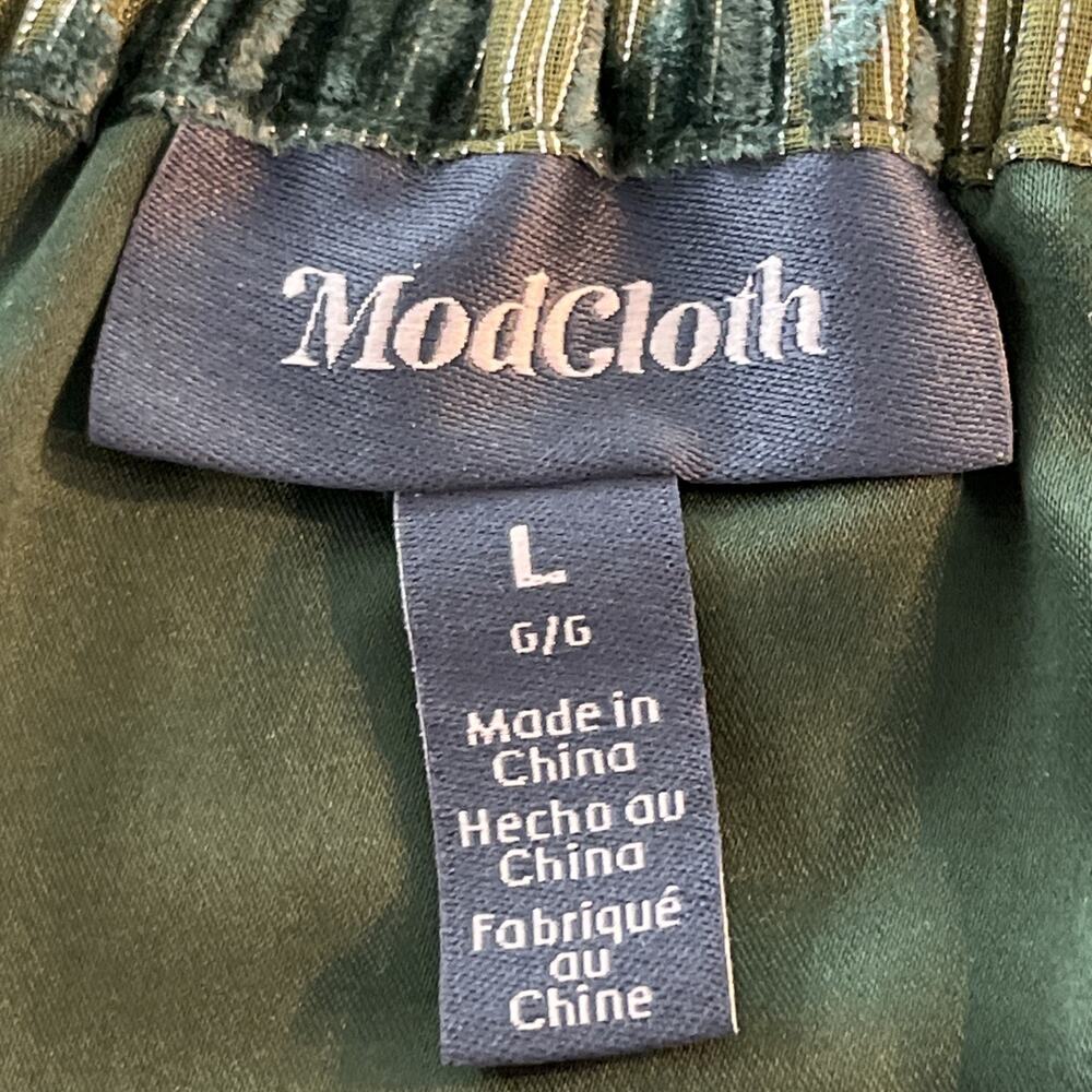 Modcloth A-line Velvet Burnout Skirt Textured Botanical Forest Green Size Large - Picture 11 of 13